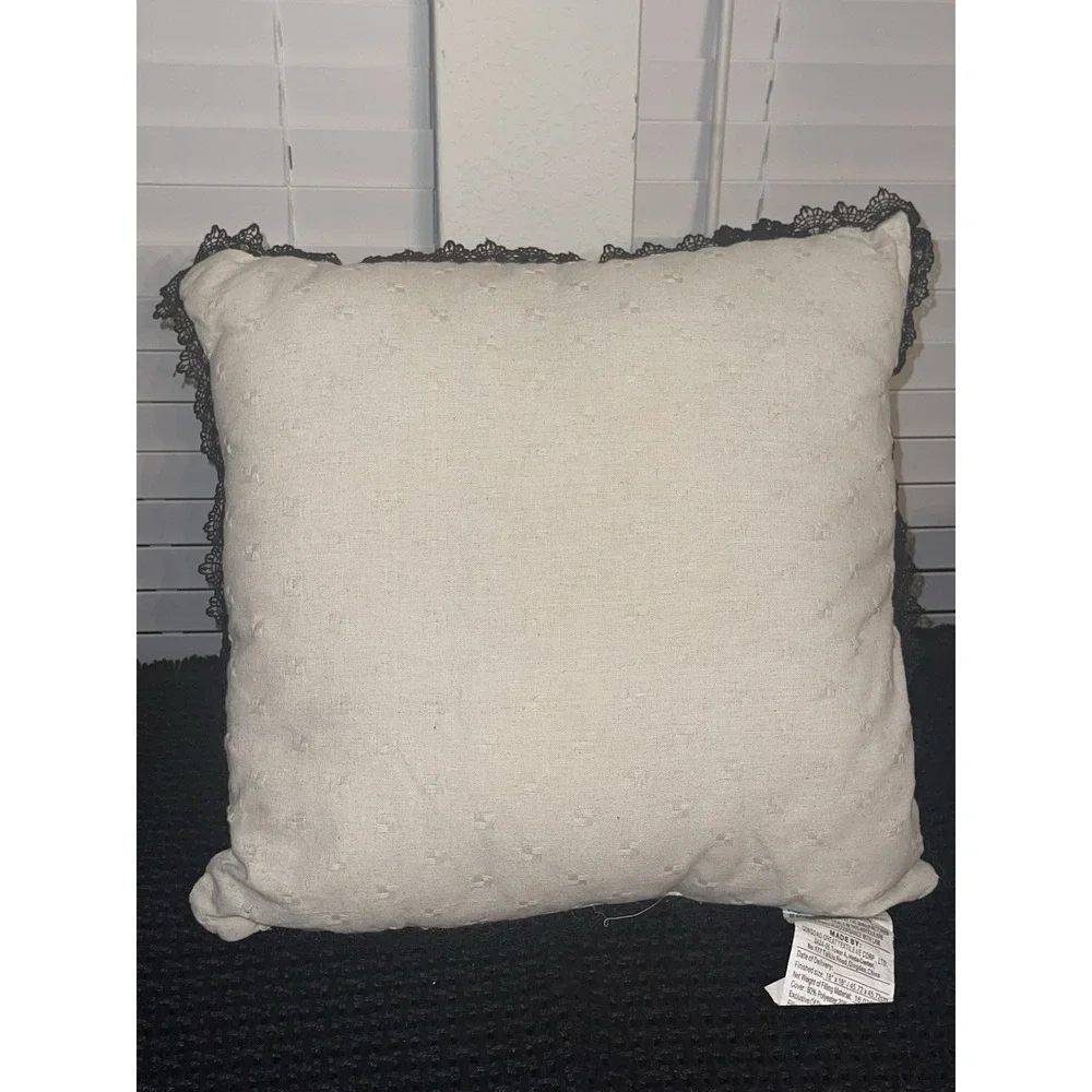 Halloween Throw Pillow 18 X 18 Pumpkins Lace Trim
